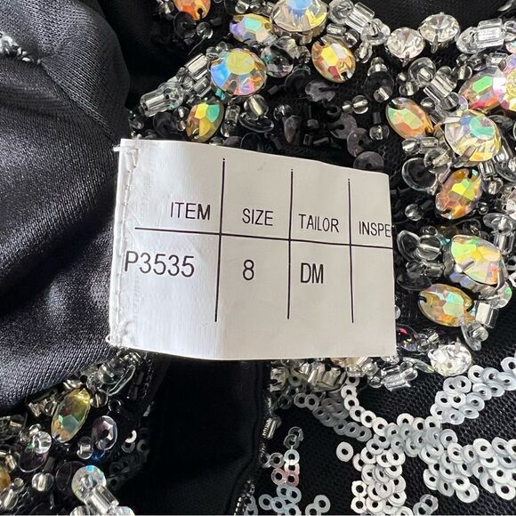 KISS KISS Formal Mary’s Bridal Mermaid Silver Crystal Maxi Dress Size 8. - Picture 10 of 10